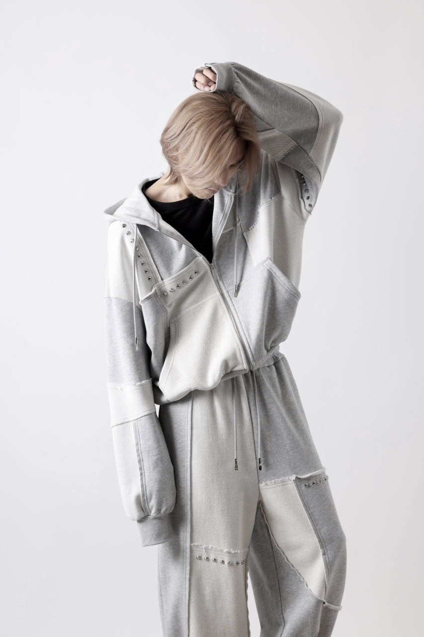 Feng Chen Wang PANELLED FULL ZIP HOODIE (GREY)