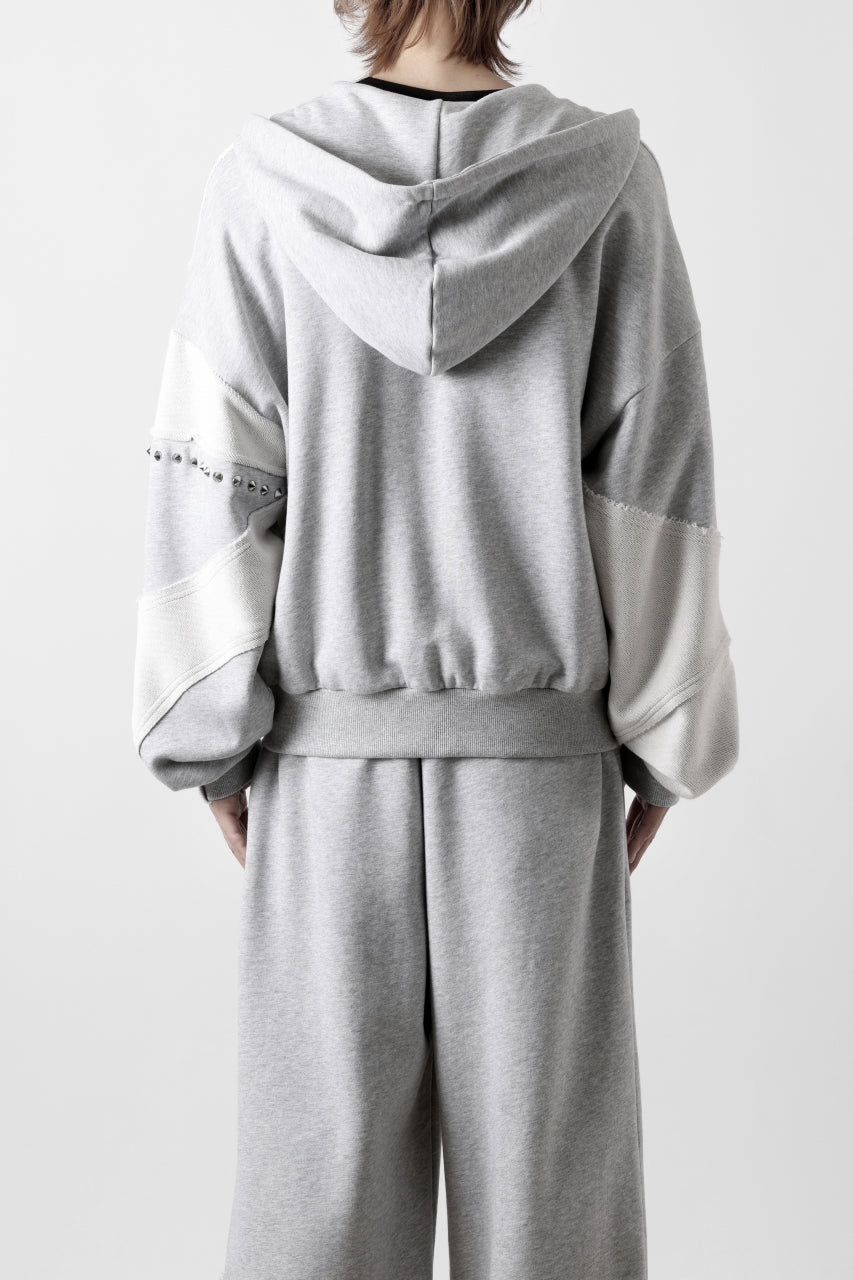 Feng Chen Wang PANELLED FULL ZIP HOODIE (GREY)