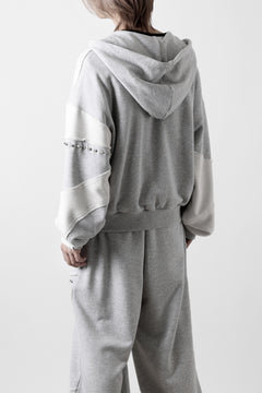 画像をギャラリービューアに読み込む, Feng Chen Wang PANELLED FULL ZIP HOODIE (GREY)