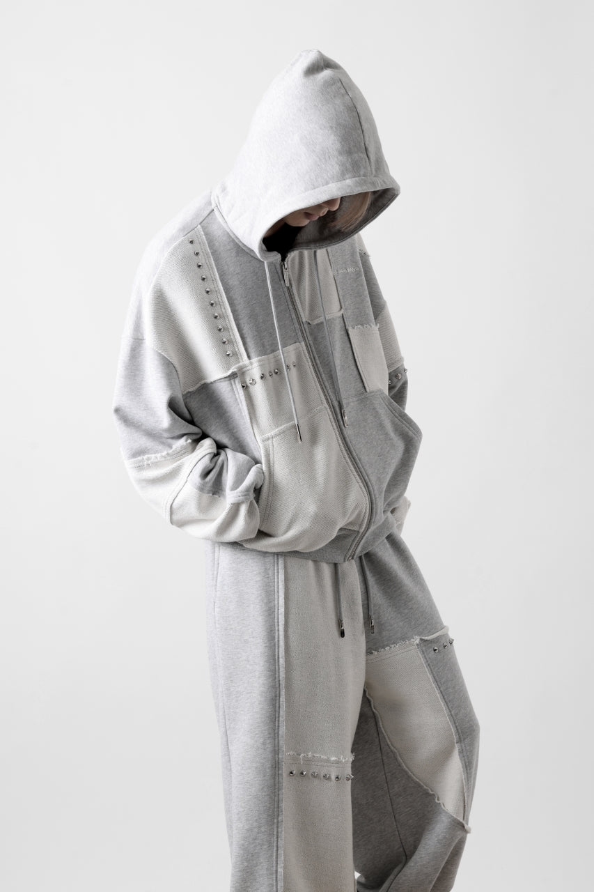 Feng Chen Wang PANELLED FULL ZIP HOODIE (GREY)