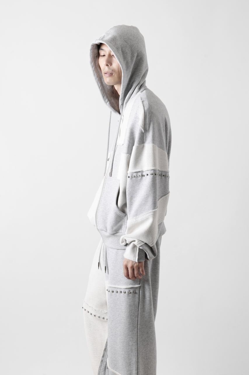 Feng Chen Wang PANELLED FULL ZIP HOODIE (GREY)