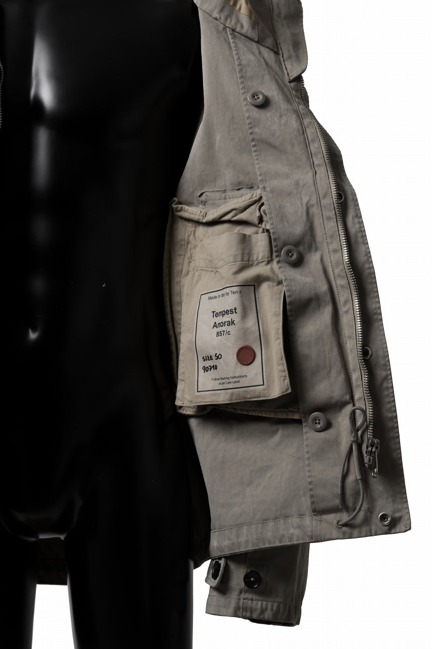 Load image into Gallery viewer, Ten c TEMPEST ANORAK JACKET / GARMENT DYED (ASH GRAY)