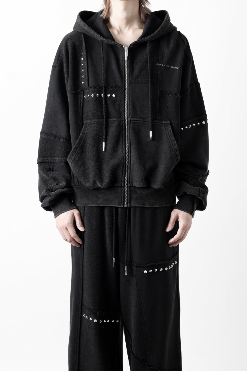 画像をギャラリービューアに読み込む, Feng Chen Wang PANELLED FULL ZIP HOODIE (BLACK)