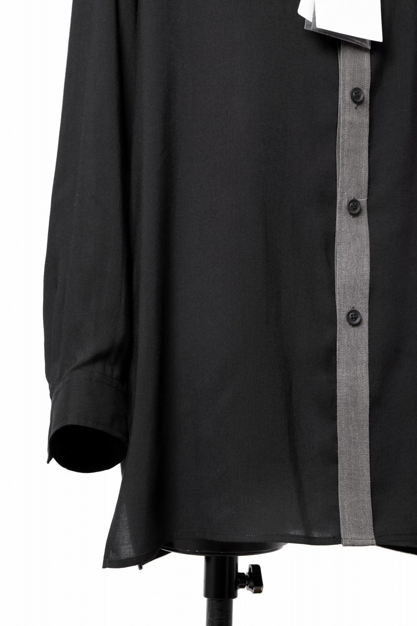 Y's for men SWITCHING PARTS BLOUSE / CELLULOSE & LINEN (BLACK)
