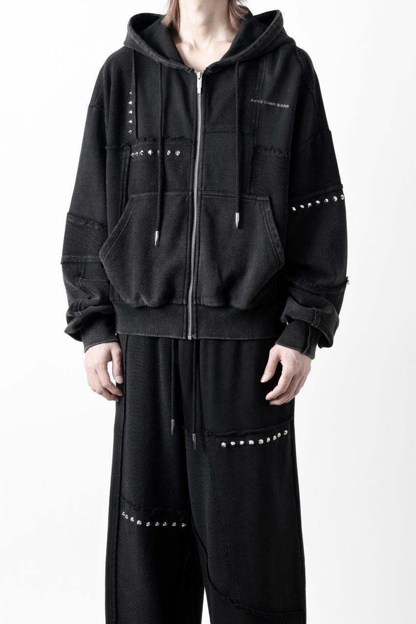 Feng Chen Wang PANELLED FULL ZIP HOODIE (BLACK)