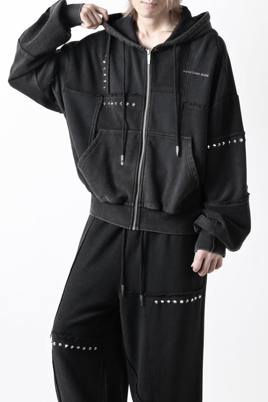 Feng Chen Wang PANELLED FULL ZIP HOODIE (BLACK)