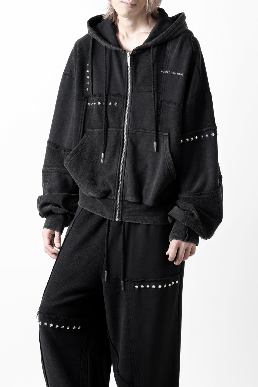 Feng Chen Wang PANELLED FULL ZIP HOODIE (BLACK)