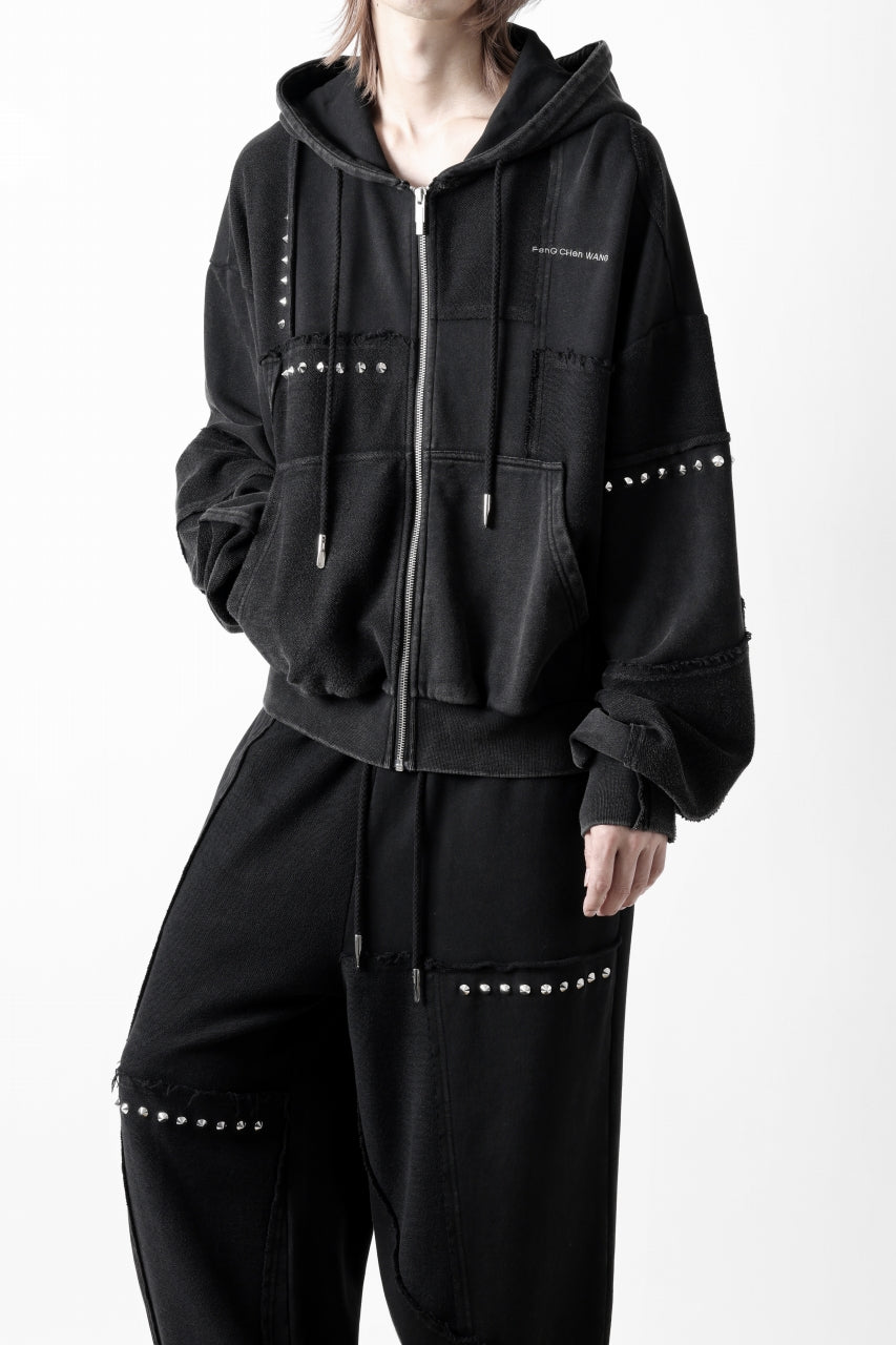 Feng Chen Wang PANELLED FULL ZIP HOODIE (BLACK)