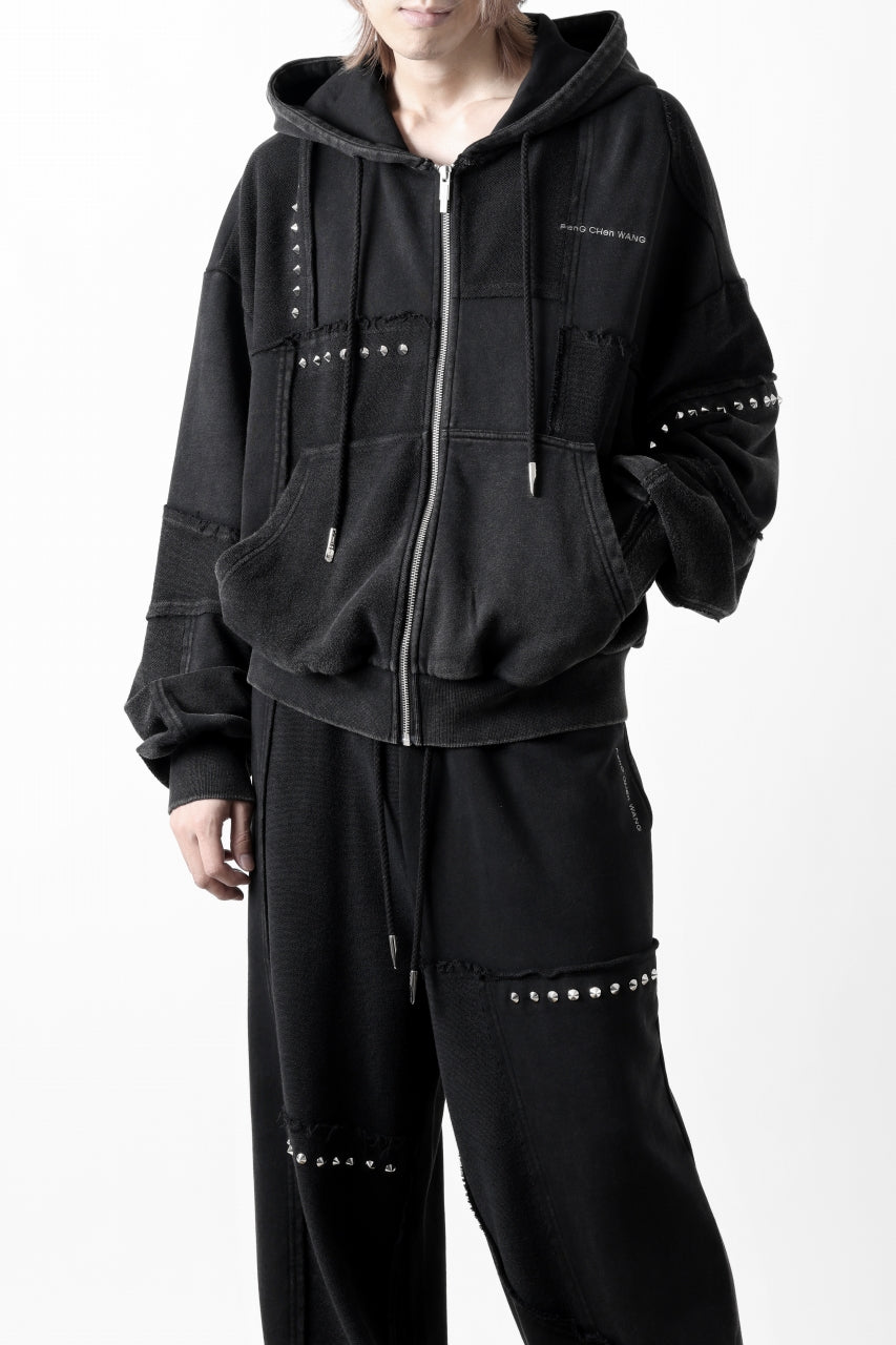 画像をギャラリービューアに読み込む, Feng Chen Wang PANELLED FULL ZIP HOODIE (BLACK)