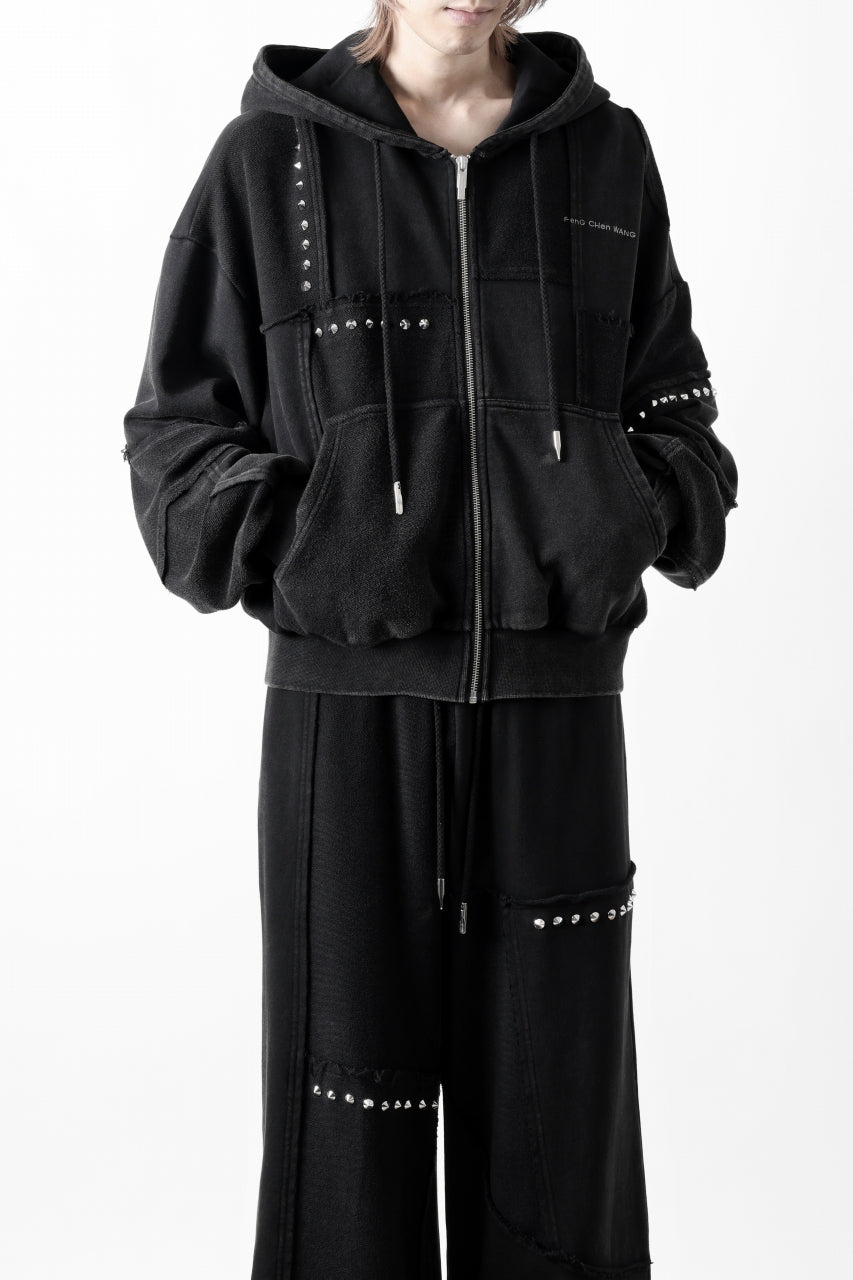 Feng Chen Wang PANELLED FULL ZIP HOODIE (BLACK)