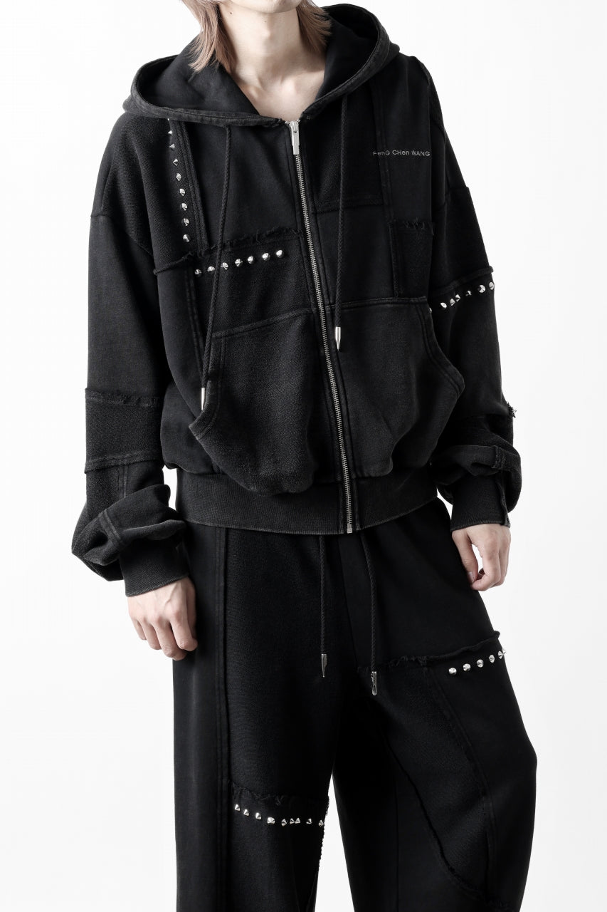 Feng Chen Wang PANELLED FULL ZIP HOODIE (BLACK)