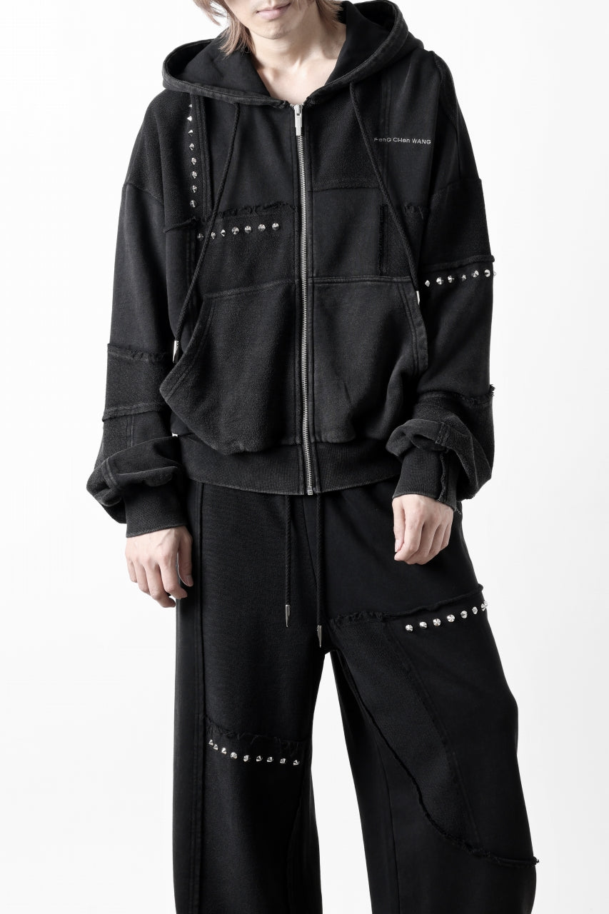 Feng Chen Wang PANELLED FULL ZIP HOODIE (BLACK)