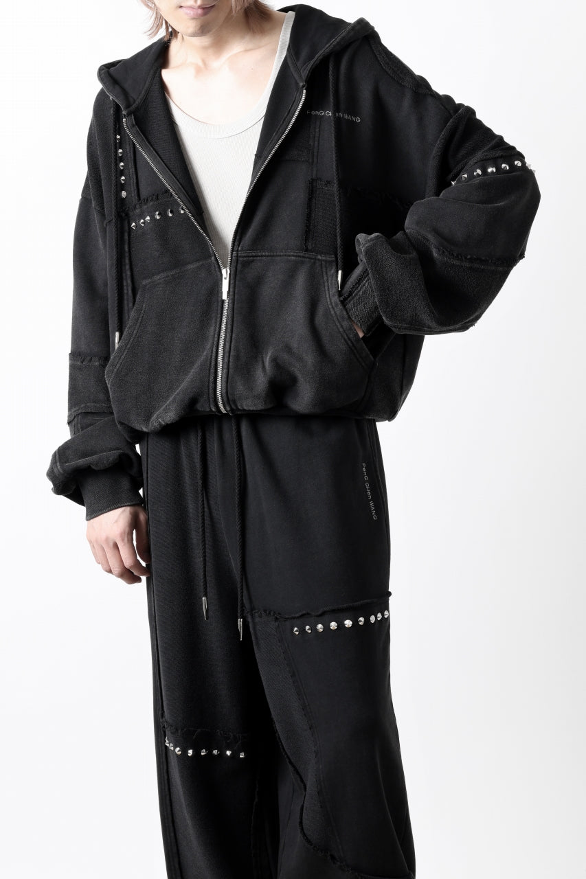 Feng Chen Wang PANELLED FULL ZIP HOODIE (BLACK)