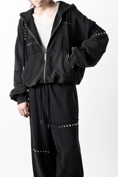 画像をギャラリービューアに読み込む, Feng Chen Wang PANELLED FULL ZIP HOODIE (BLACK)