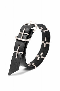 Load image into Gallery viewer, m.a+ thin silver cross studded wrist band / A-F2BL1/GR2,0 (BLACK)