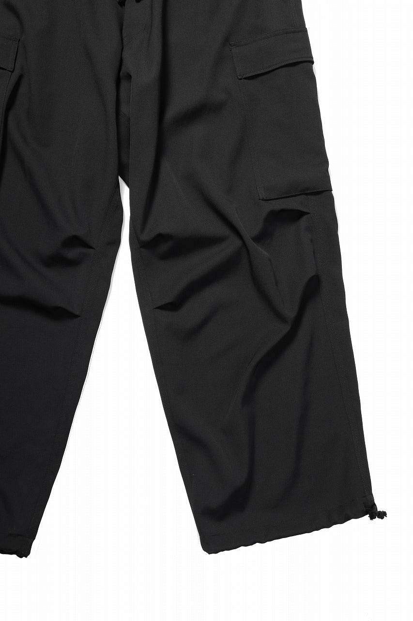 画像をギャラリービューアに読み込む, Y&#39;s for men SIDE TRIPLE STITCH CARGO PANTS / WRINKLED WOOL GABARDINE (BLACK)