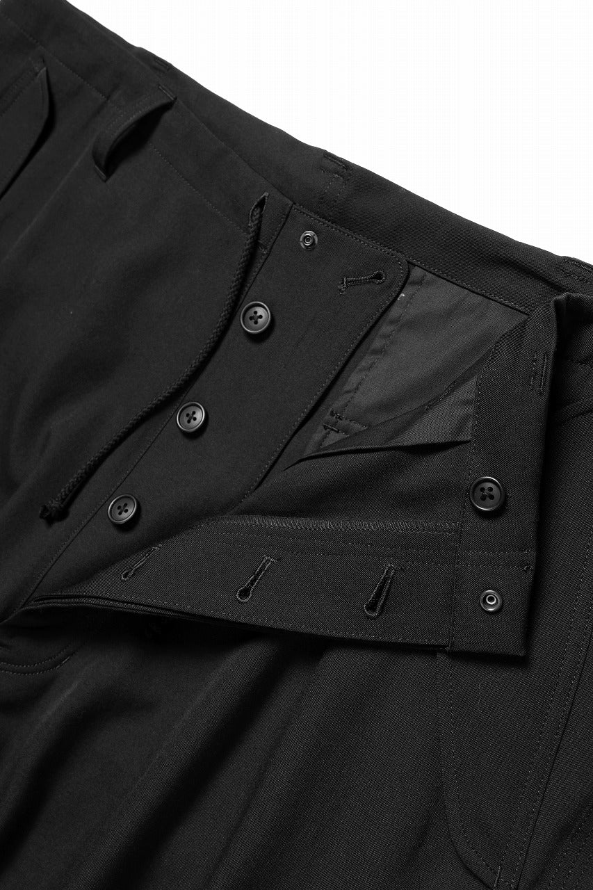 画像をギャラリービューアに読み込む, Y&#39;s for men SIDE TRIPLE STITCH CARGO PANTS / WRINKLED WOOL GABARDINE (BLACK)