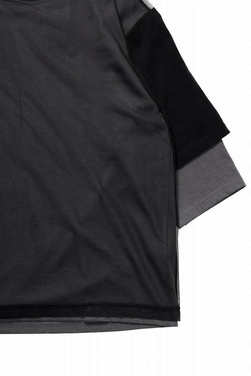 OBLADI TWO LAYER IN OVER SIZE HALF SLEEVE T SHIRT (GRAY)