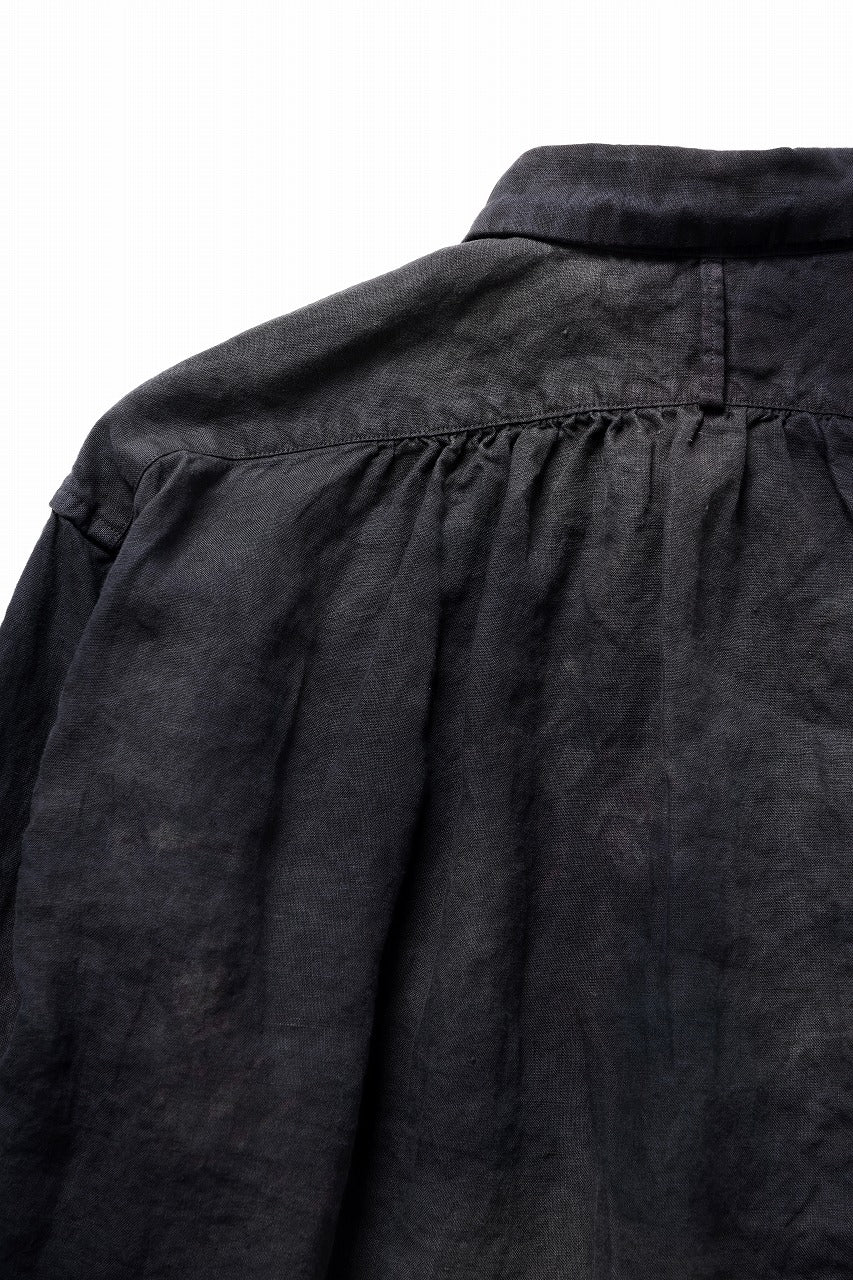 COLINA THE SHIRTS / NATURAL DYED LINEN POPLIN (暗黒染)