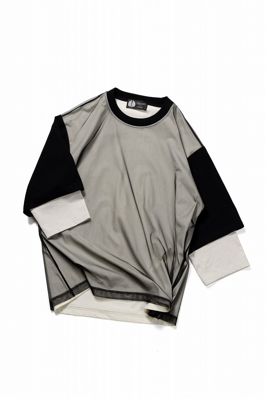 画像をギャラリービューアに読み込む, OBLADI TWO LAYER IN OVER SIZE HALF SLEEVE T SHIRT (BEIGE)