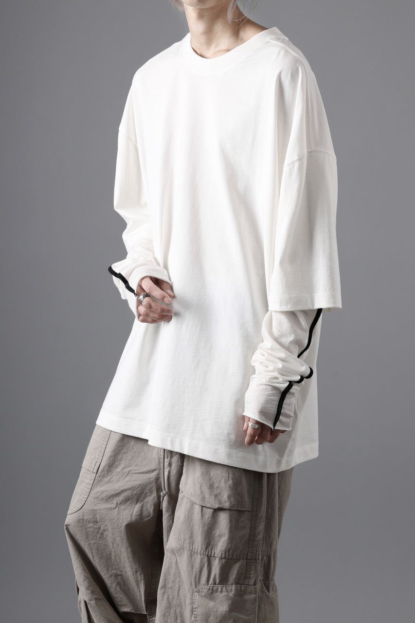 Load image into Gallery viewer, thom/krom OVERSIZED LAYER PIPING SLEEVE TEE / COTTON JERSEY (CREAM)