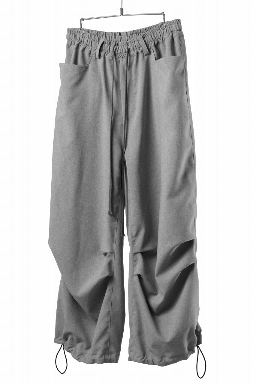 A.F ARTEFACT limited TUCK SQUEEZING WIDE PANTS / BACK STRIPE WOOLY CLOTH (L.GREY)