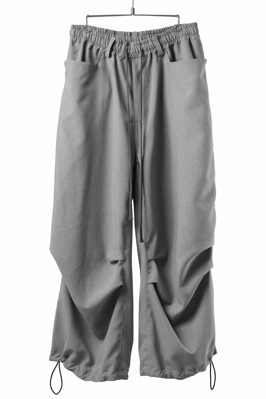 Load image into Gallery viewer, A.F ARTEFACT limited TUCK SQUEEZING WIDE PANTS / BACK STRIPE WOOLY CLOTH (L.GREY)