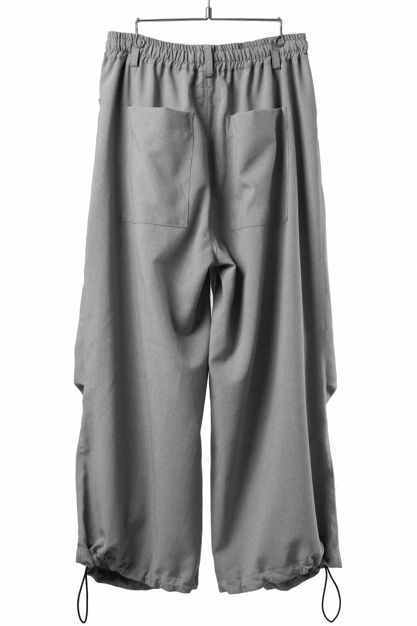 A.F ARTEFACT limited TUCK SQUEEZING WIDE PANTS / BACK STRIPE WOOLY CLOTH (L.GREY)