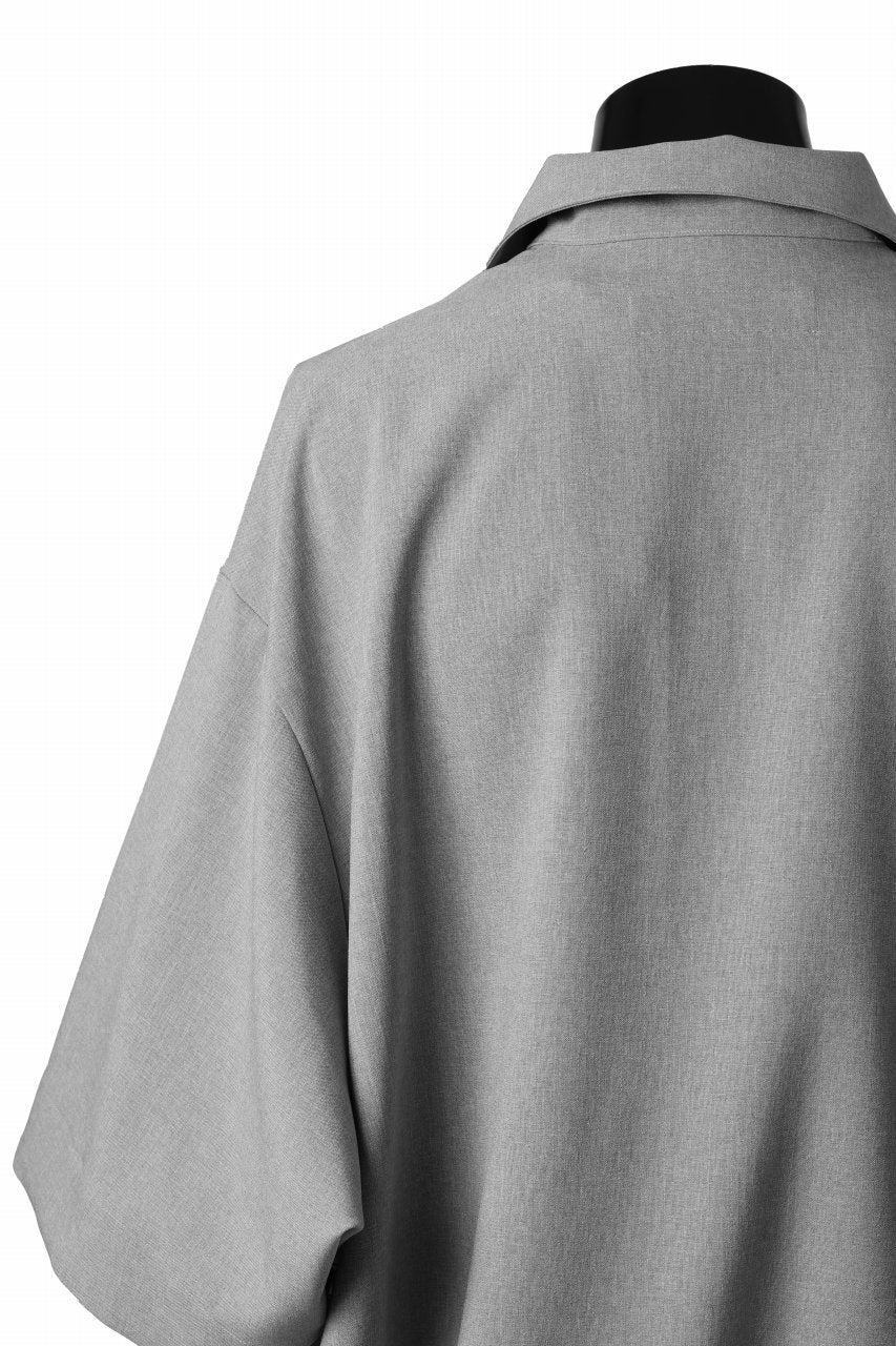 A.F ARTEFACT limited SQUEEZING HALF SLEEVE SHIRT / BACK STRIPE WOOLY CLOTH (L.GREY)