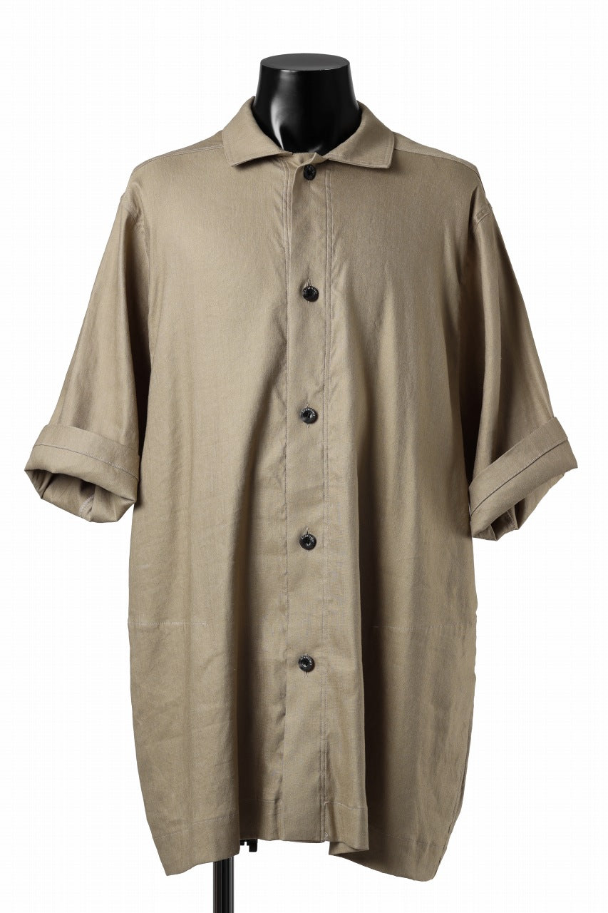 A.F ARTEFACT HALF SLEEVE SHIRT / STRETCH LINEN (BEIGE)