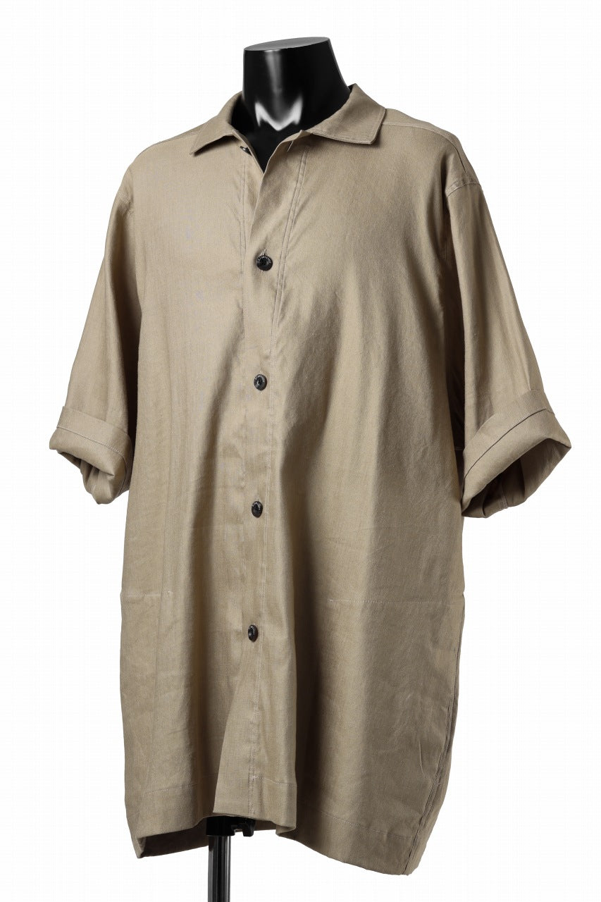 A.F ARTEFACT HALF SLEEVE SHIRT / STRETCH LINEN (BEIGE)