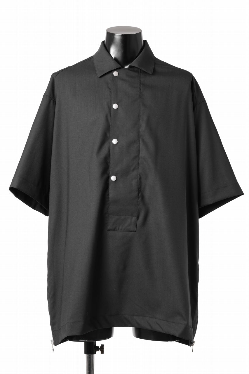 A.F ARTEFACT SIDE ZIP HALF PULOVER SHIRT / TROPICAL WOOL (BLACK)の