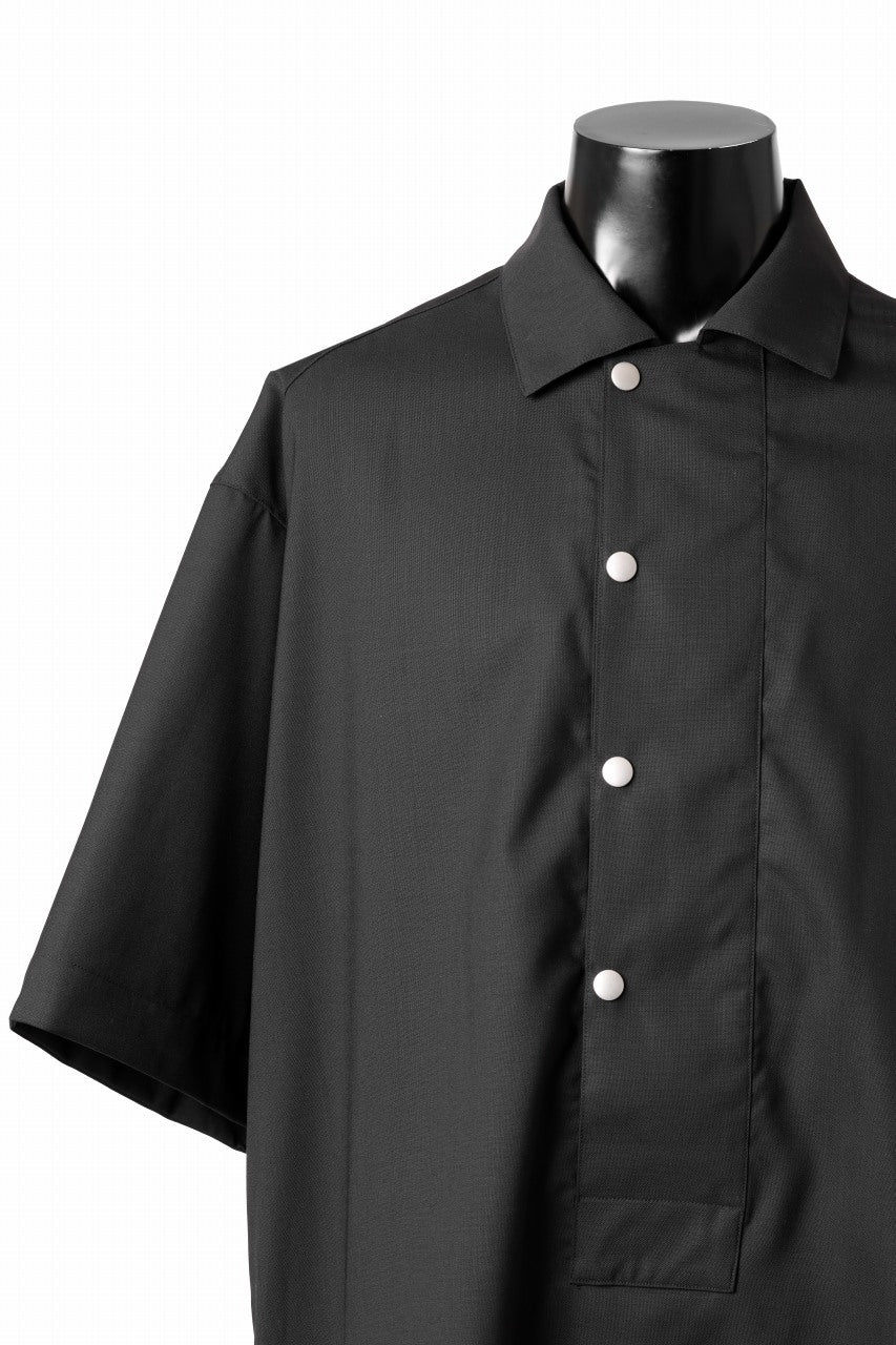 A.F ARTEFACT SIDE ZIP HALF PULOVER SHIRT / TROPICAL WOOL (BLACK)