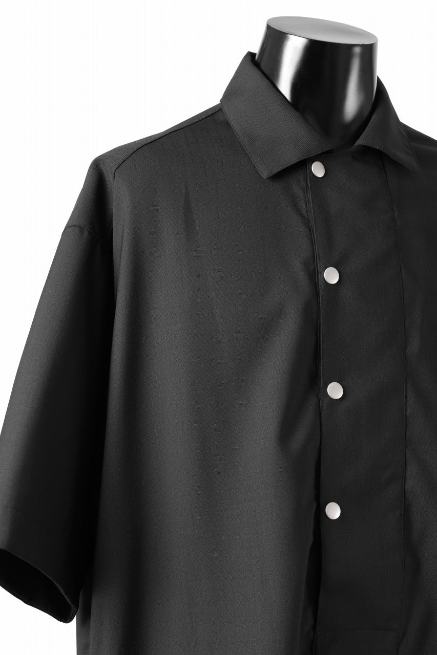 A.F ARTEFACT SIDE ZIP HALF PULOVER SHIRT / TROPICAL WOOL (BLACK)