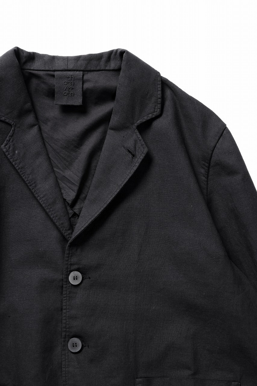 画像をギャラリービューアに読み込む, thom/krom 4 BUTTON BLAZER / WASHED LINEN-COTTON (BLACK)