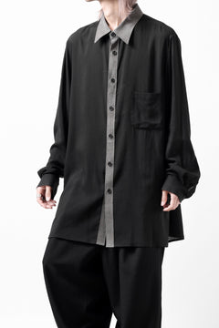 画像をギャラリービューアに読み込む, Y&#39;s for men SWITCHING COLLAR-PLACKET SHIRT / CELLULOSE LINEN (BLACK)