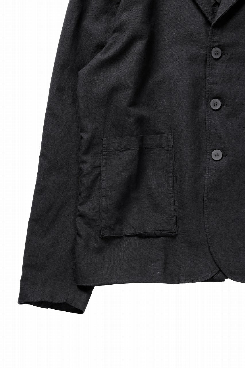 thom/krom 4 BUTTON BLAZER / WASHED LINEN-COTTON (BLACK)