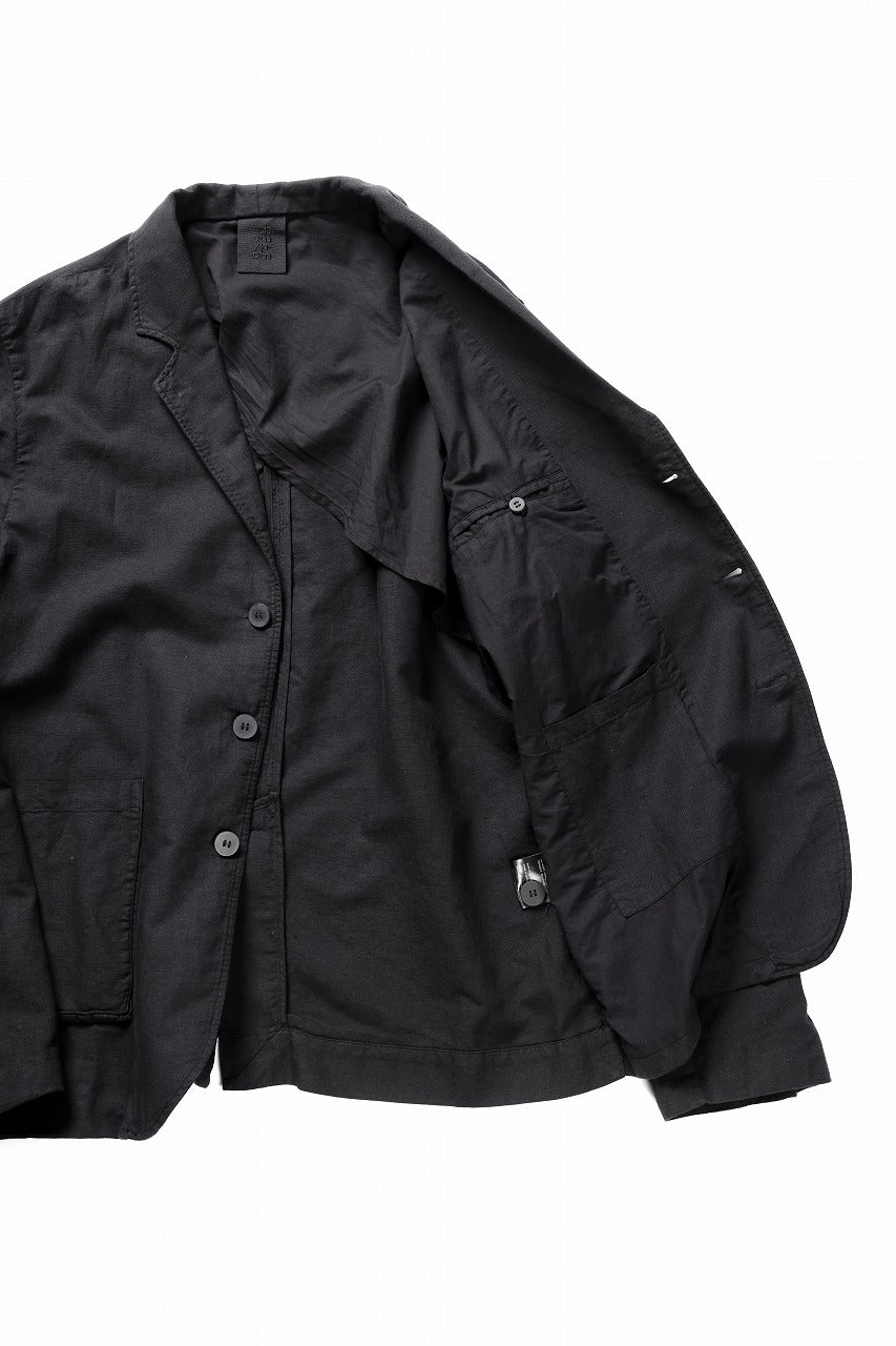 thom/krom 4 BUTTON BLAZER / WASHED LINEN-COTTON (BLACK)