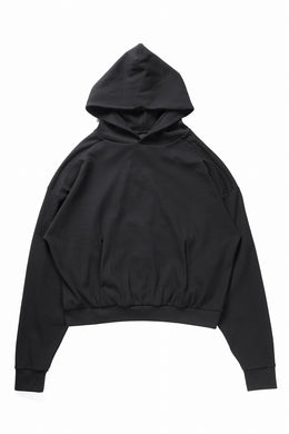 thom/krom OVERSIZED CROPPED HOODIE / STRUCTED SOFT JERSEY (BLACK)