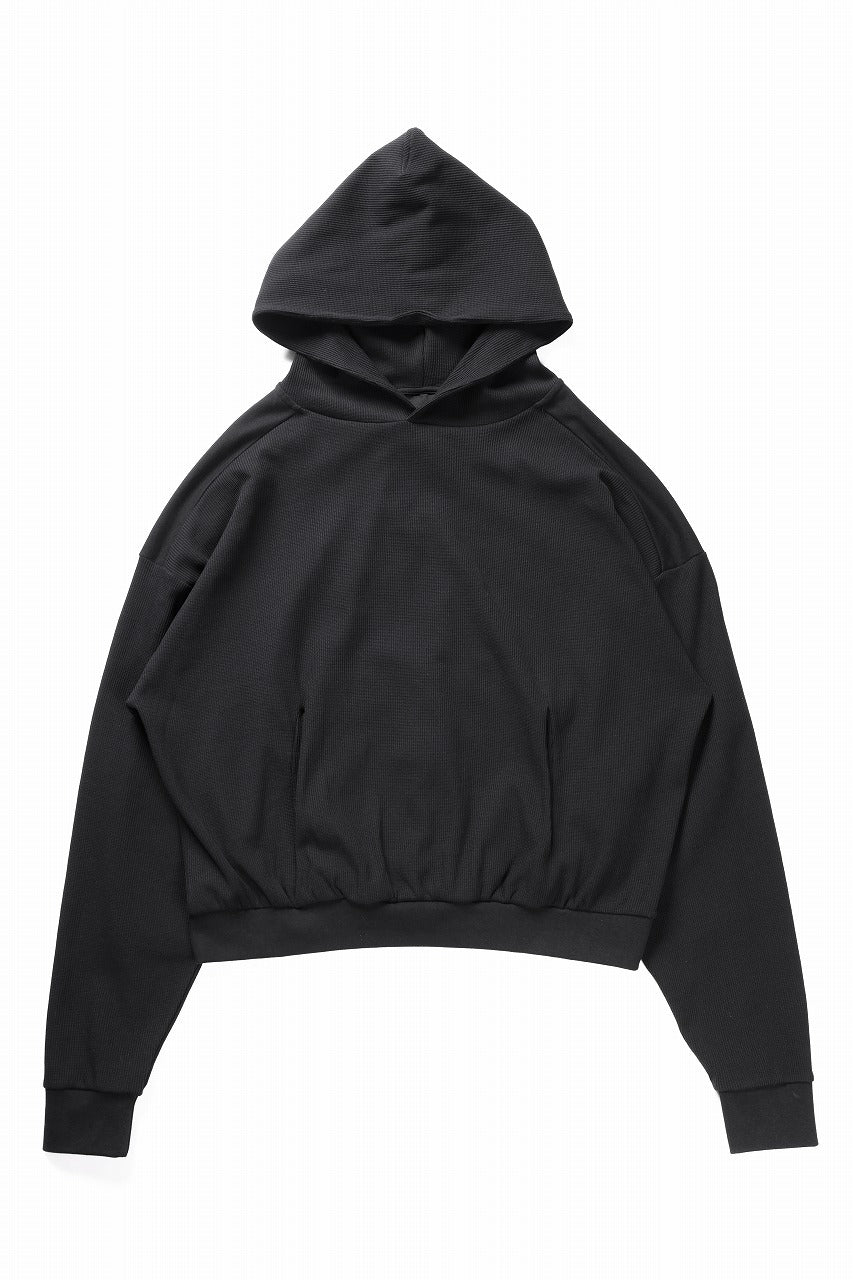 画像をギャラリービューアに読み込む, thom/krom OVERSIZED CROPPED HOODIE / STRUCTED SOFT JERSEY (BLACK)