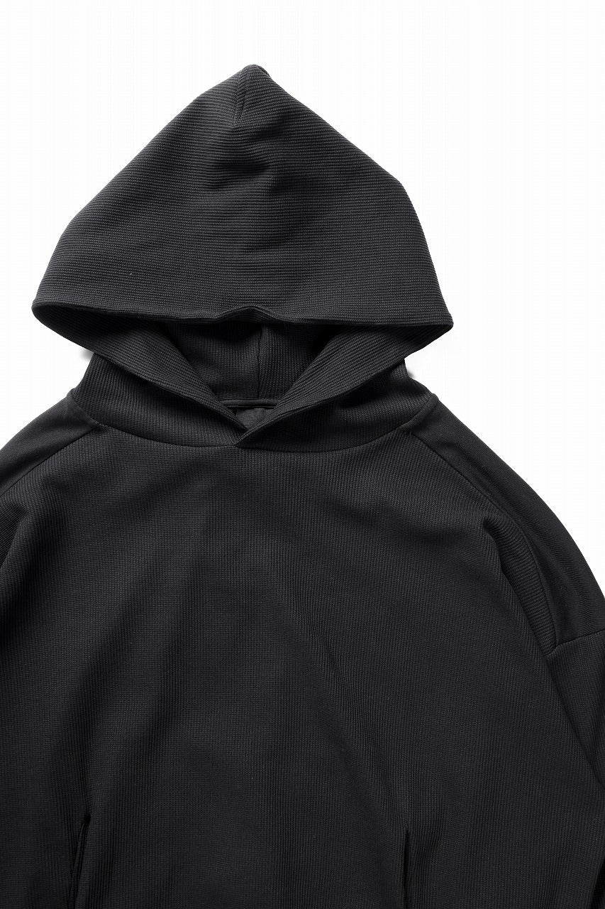 thom/krom OVERSIZED CROPPED HOODIE / STRUCTED SOFT JERSEY (BLACK)