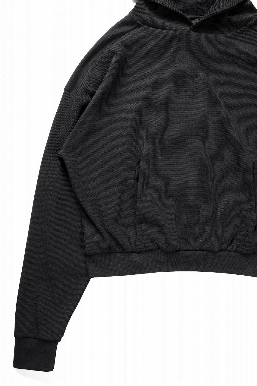 thom/krom OVERSIZED CROPPED HOODIE / STRUCTED SOFT JERSEY (BLACK)