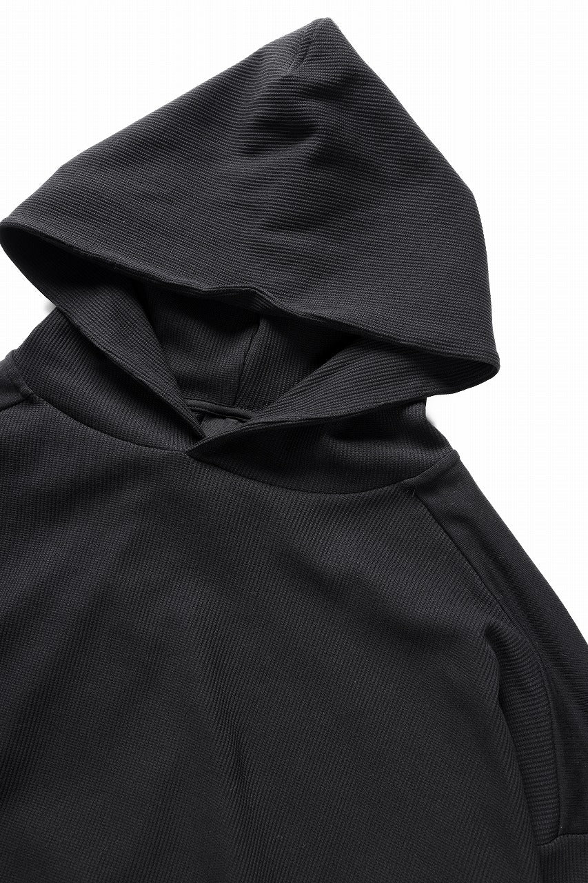 thom/krom OVERSIZED CROPPED HOODIE / STRUCTED SOFT JERSEY (BLACK)