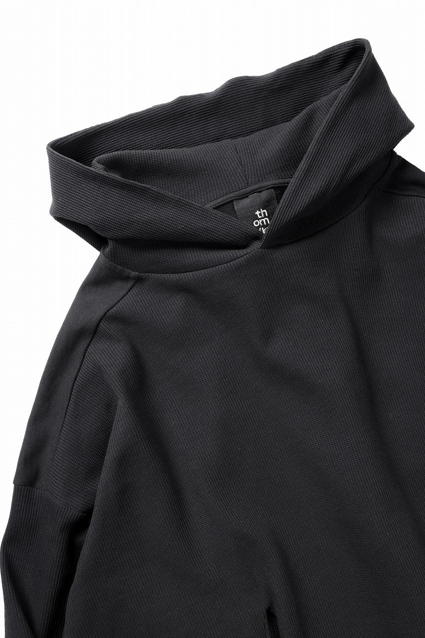 thom/krom OVERSIZED CROPPED HOODIE / STRUCTED SOFT JERSEY (BLACK)