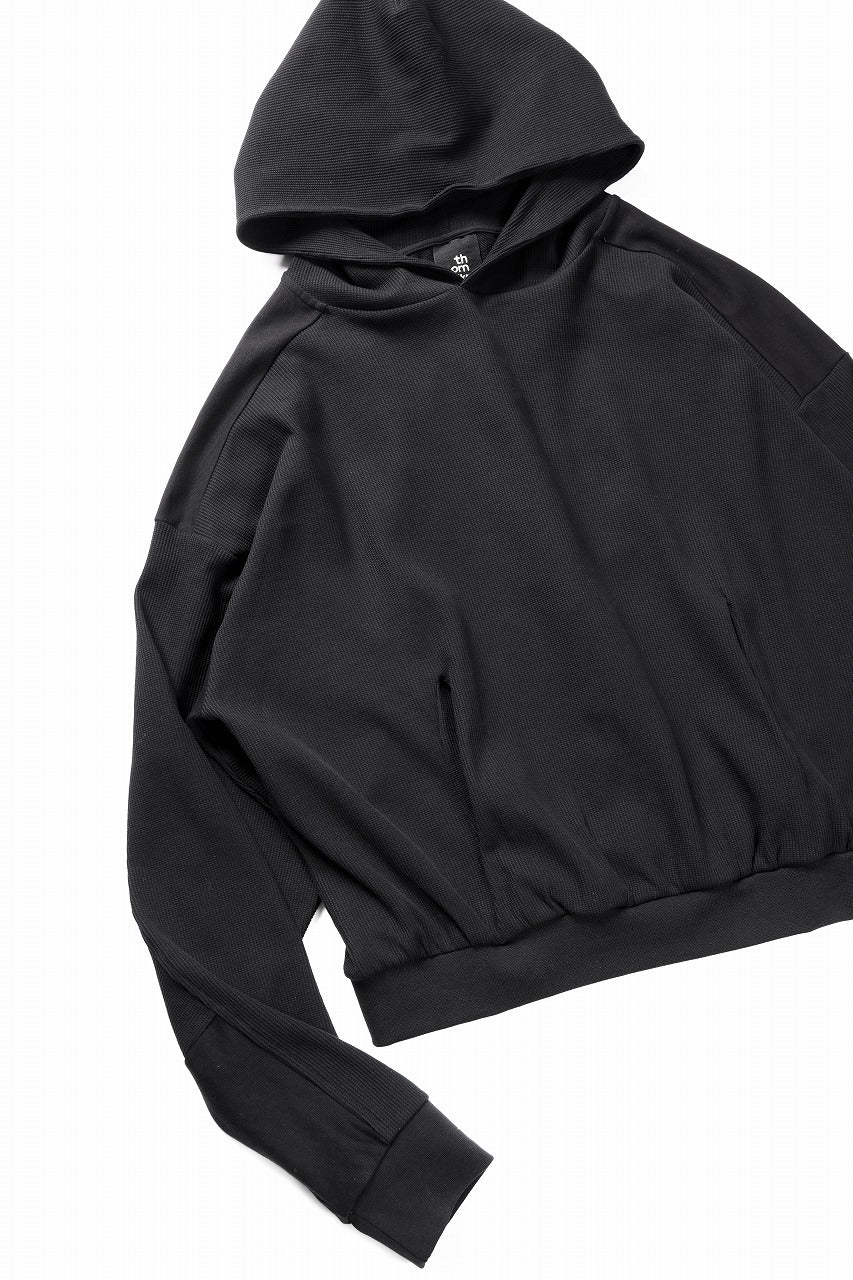 thom/krom OVERSIZED CROPPED HOODIE / STRUCTED SOFT JERSEY (BLACK)