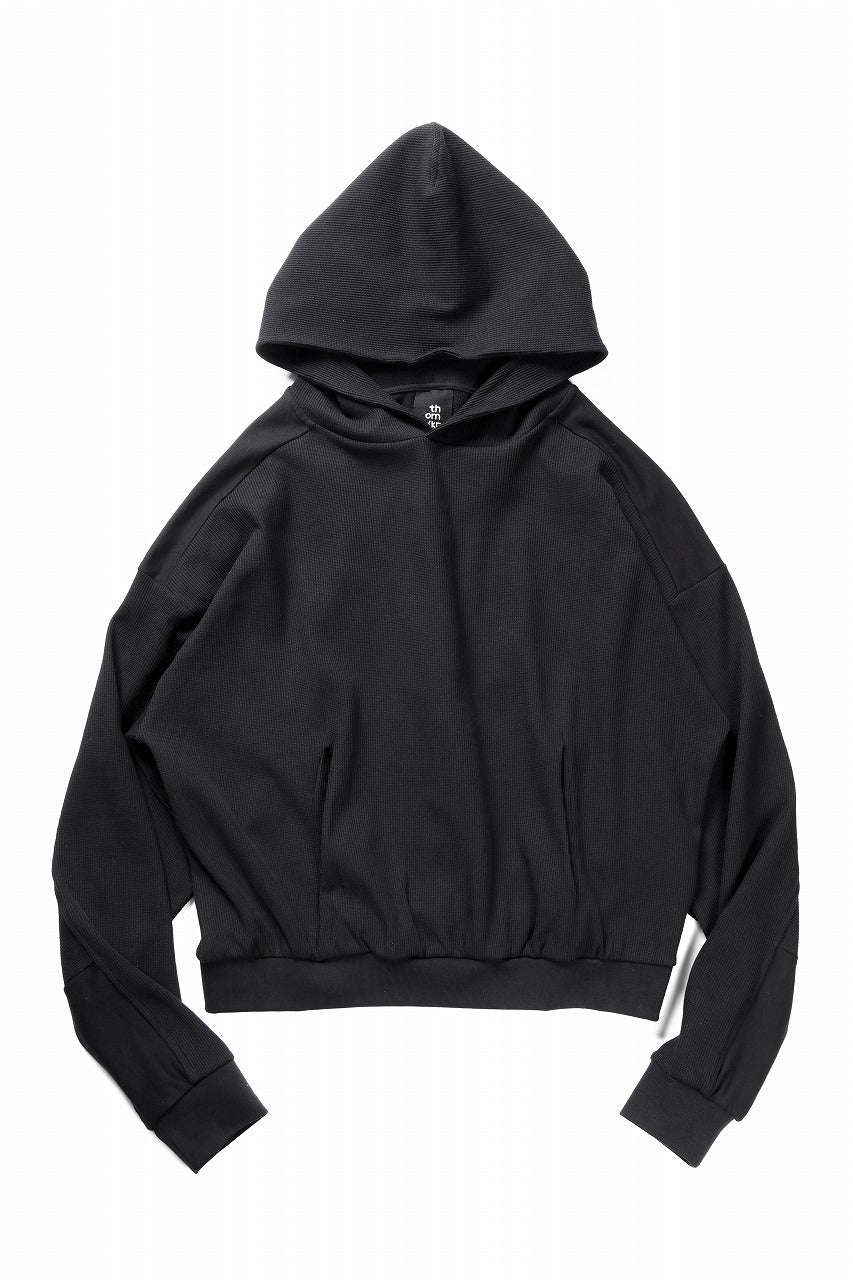 thom/krom OVERSIZED CROPPED HOODIE / STRUCTED SOFT JERSEY (BLACK)