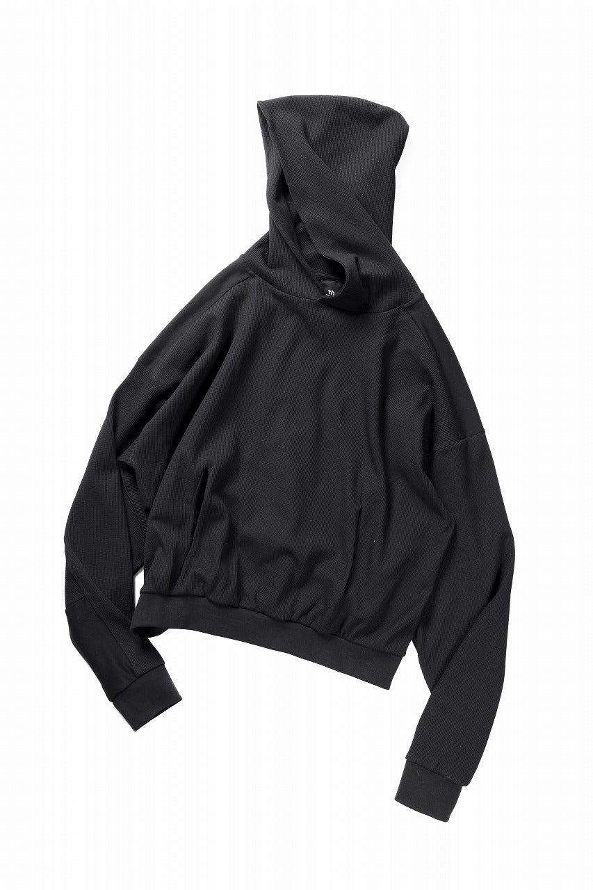 thom/krom OVERSIZED CROPPED HOODIE / STRUCTED SOFT JERSEY (BLACK)