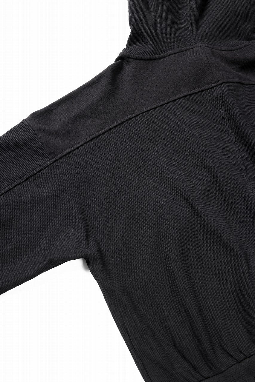 thom/krom OVERSIZED CROPPED HOODIE / STRUCTED SOFT JERSEY (BLACK)