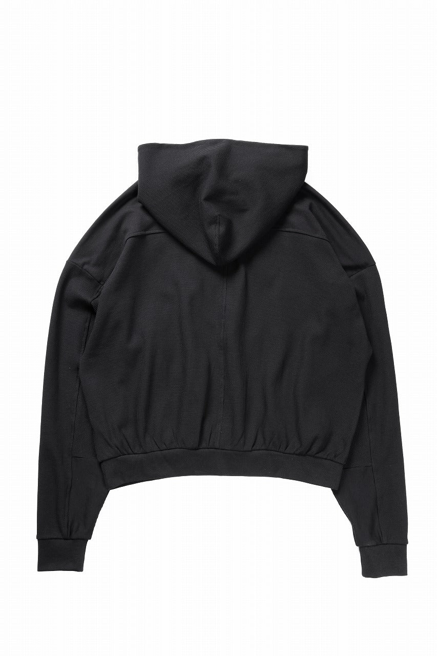 thom/krom OVERSIZED CROPPED HOODIE / STRUCTED SOFT JERSEY (BLACK)