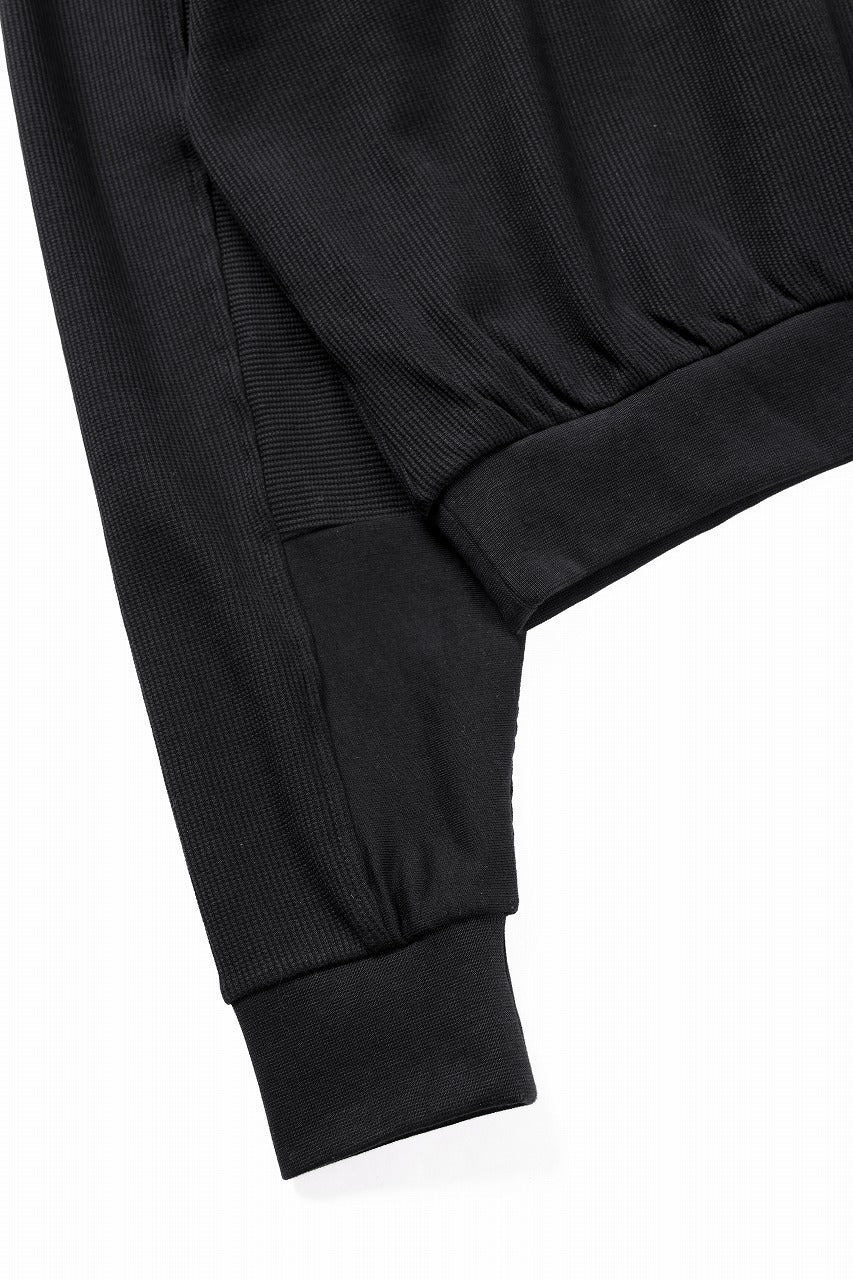 thom/krom OVERSIZED CROPPED HOODIE / STRUCTED SOFT JERSEY (BLACK)